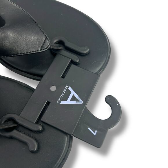 NEW Aerosoles Isha Wedge Sandals Size 7 Black Thong Platform Flip Flops - Picture 4 of 10